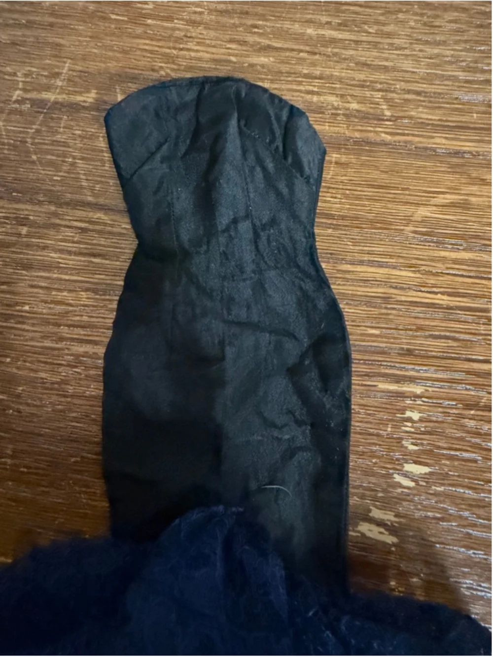 Vintage Barbie Navy Blue Lace Dress Strapless Gown Doll Clothes 11.5” OOAK